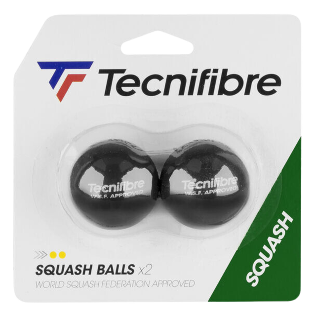 Tecnifibre Squash Balls Double Yellow Dot (Pack of 2)